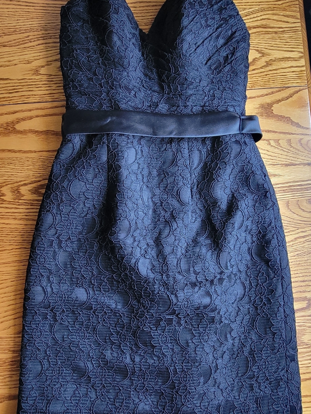 Mori Lee Strapless Black Lace Sheath Dress